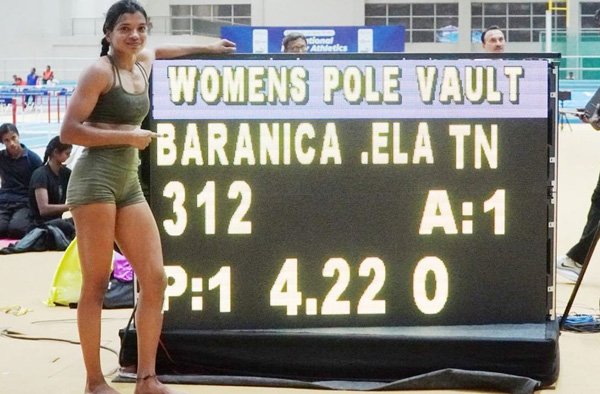 Baranica Elangovan Sets National Record in Pole Vault at National Indoor Athletics Championships
