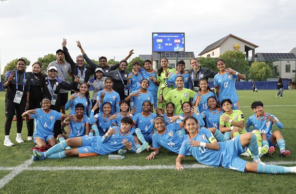 Pritika Barman Brace Powers India U-17 Women to 4-0 Win Over Lebanon at AFC Asian Cup. PC: Indian Football / X